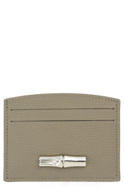 Shop Longchamp Roseau 4-slot Leather Card Case In Turtledove