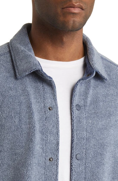 Shop Johnston & Murphy Reversible Fleece Shirt Jacket In Navy