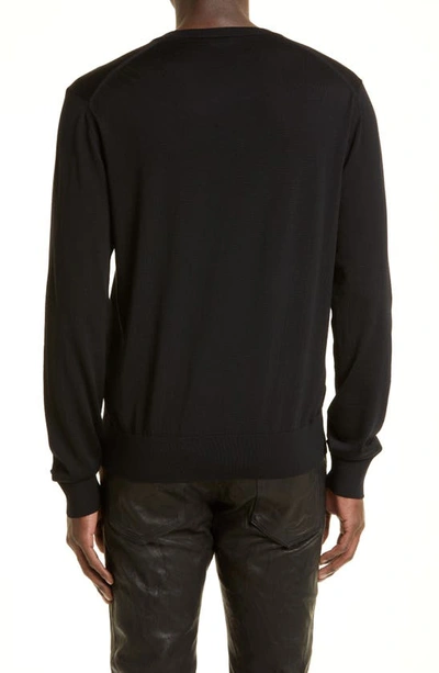 Shop Dolce & Gabbana Intarsia Logo Virgin Wool Blend Sweater In Black Inlay