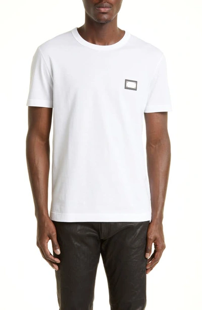 Shop Dolce & Gabbana Dolce&gabbana Logo Plate Crewneck Cotton T-shirt In Opt White