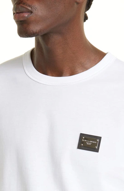 Dolce & Gabbana Logo Plate Crewneck Cotton T-shirt In Opt White