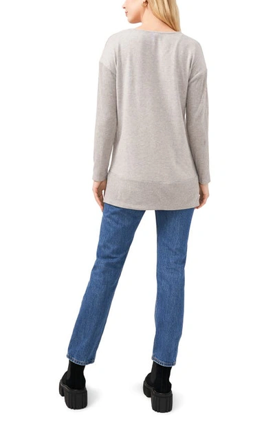 Shop Vince Camuto Ribbed Sleeve V-neck Top In Grey Heather