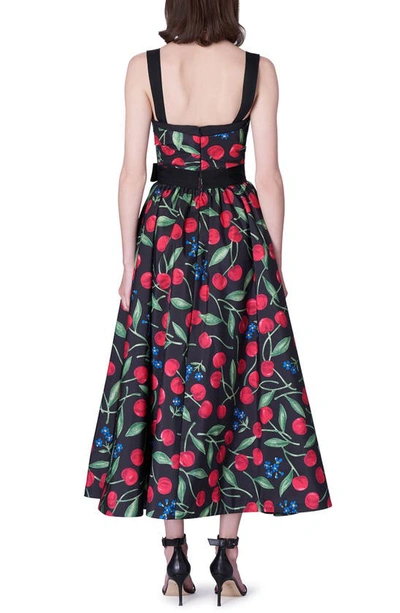 Shop Carolina Herrera Cherry Print Dress In Black Multi