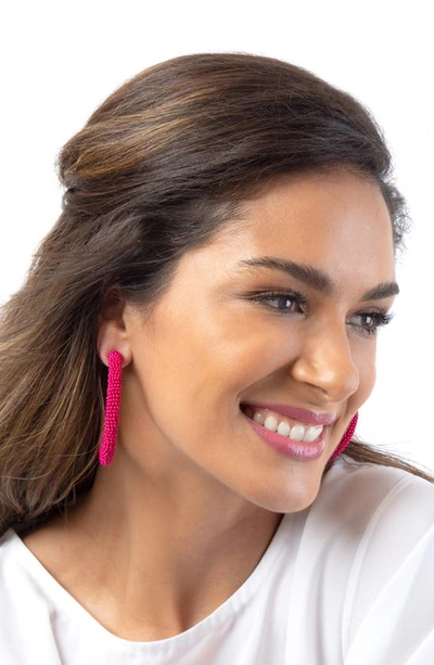 Shop Deepa Gurnani Zaria Bead Hoop Earrings In Pink