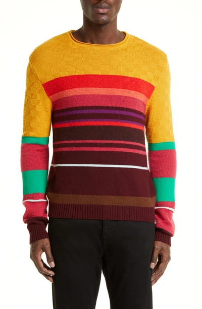 Shop Wales Bonner Crescendo Stripe Crewneck Merino Wool & Mohair Blend Sweater In Multi