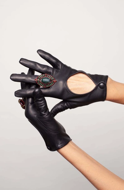Shop Seymoure Washable Leather Driver Gloves In Black