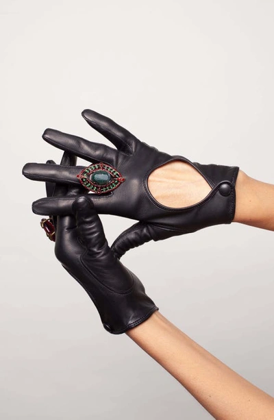 Seymoure Washable Leather Driver Gloves In Black