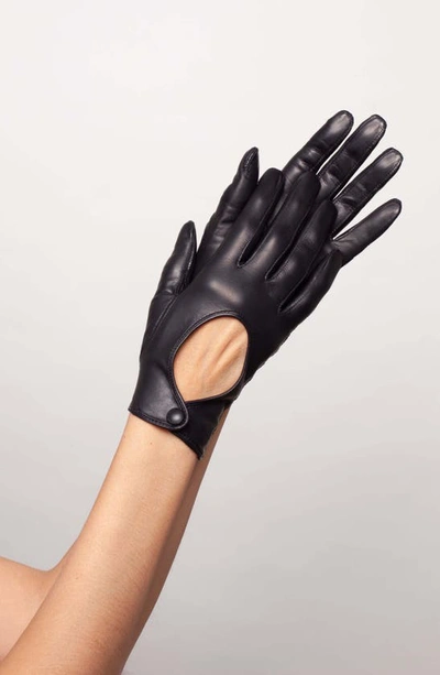 Shop Seymoure Washable Leather Driver Gloves In Black