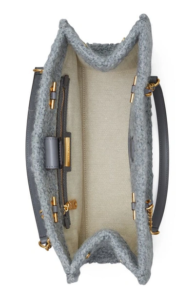 Tory Burch Ella Mini Boucle Chain Tote Bag Carbon Gray $698
