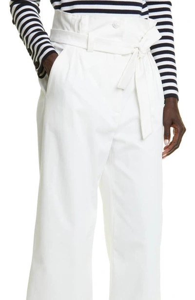 Shop Max Mara Nigella Belted Crop Stretch Cotton Trousers In Silk