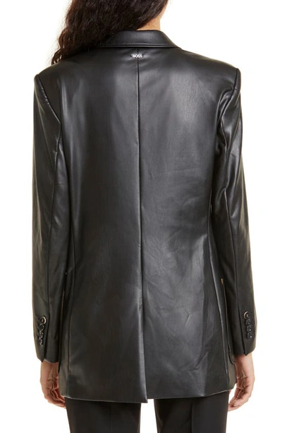 Shop Hugo Boss Jatera Faux Leather Blazer In Black