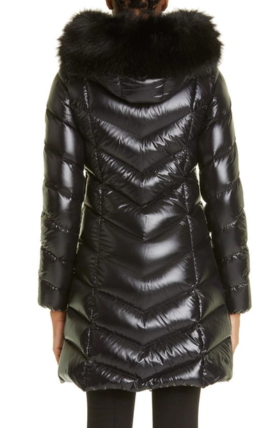 Shop Moncler Fulmarre Quilted Down Coat With Faux Fur Trim In Black