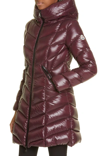 Shop Moncler Marus Quilted Down Hooded Puffer Coat In Burgundy
