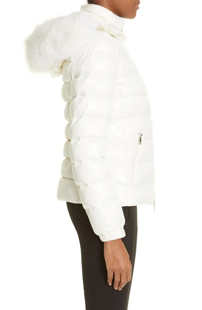 Shop Moncler Badyf Down Jacket With Removable Faux Fur Trim In White