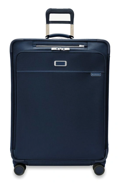 Shop Briggs & Riley Baseline 29-inch Large Expandable Spinner Suitcase In Navy