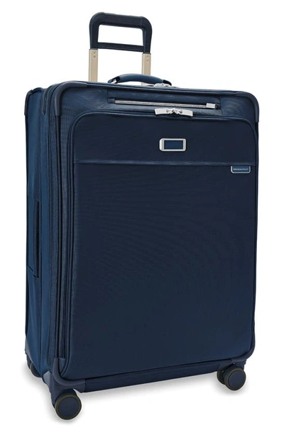 Shop Briggs & Riley Baseline 29-inch Large Expandable Spinner Suitcase In Navy