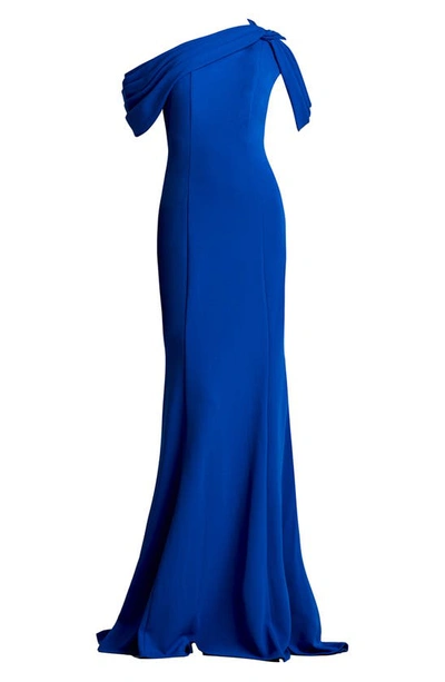 Shop Tadashi Shoji One-shoulder Body-con Gown In Mystic Blue