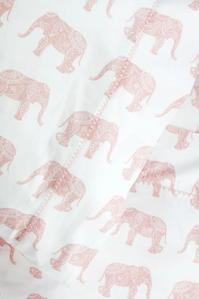 Melange Pink Elephant Print 400 Tc Cotton 3-piece Sheet Set In Pink