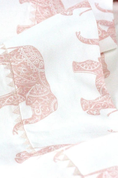 Melange Pink Elephant Print 400 Tc Cotton 3-piece Sheet Set In Pink