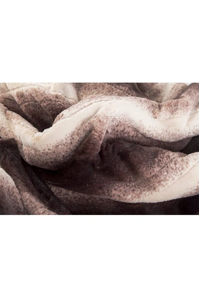 Luxe Brown/white Faux Fur Heated Throw Blanket In Brown/white
