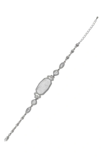 Cz By Kenneth Jay Lane Semi Precious Milky Quartz & Cz Bracelet In Clear/silver