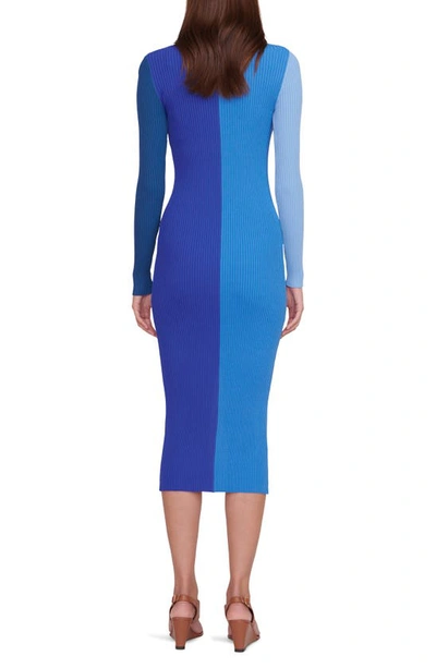 Shop Staud Shoko Colorblock Sweater Dress In Cobalt Multi
