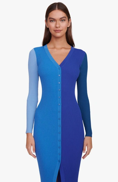 Shop Staud Shoko Colorblock Sweater Dress In Cobalt Multi