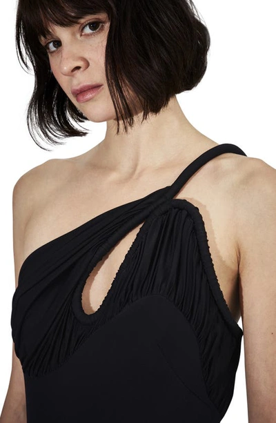 Shop Et Ochs Monica Twist Cutout One-shoulder Midi Dress In Black