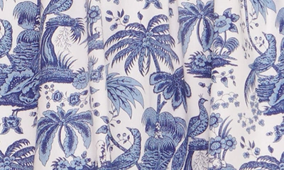 Shop Staud Faye Puff Sleeve Stretch Cotton Minidress In Blue Toile