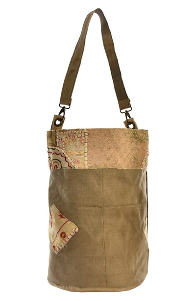 Shop Vintage Addiction Recycled Bucket Bag In Olive/ Khaki