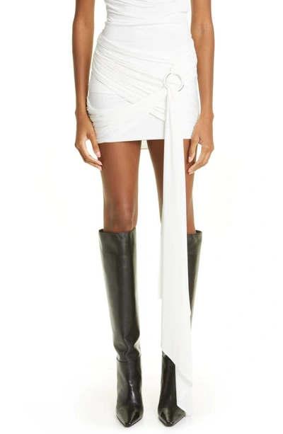 Shop Attico Fran Second Skin Cascade Detail Jersey Miniskirt In White