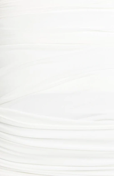 Shop Attico Fran Second Skin Cascade Detail Jersey Miniskirt In White