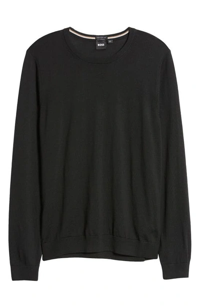 Hugo Boss Virgin Wool Crew-neck Sweater In Black