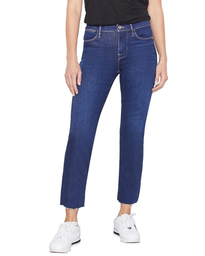 Shop Frame Le High Straight Sanctuary Jean In Blue