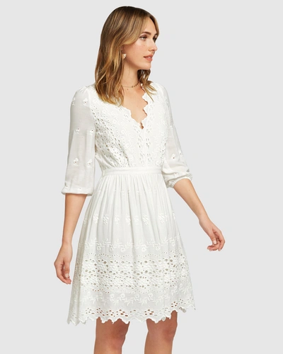 Shop Belle & Bloom Sweet Talk Eyelet Mini Dress - White