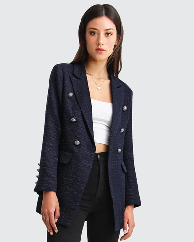 Shop Belle & Bloom Princess Polina Textured Weave Blazer - Navy In Blue