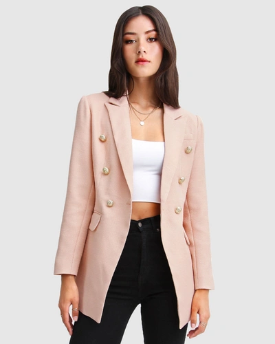 Shop Belle & Bloom Princess Polina Textured Weave Blazer - Blush In Pink