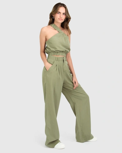 Shop Belle & Bloom State Of Play Wide Leg Pant - Army Green