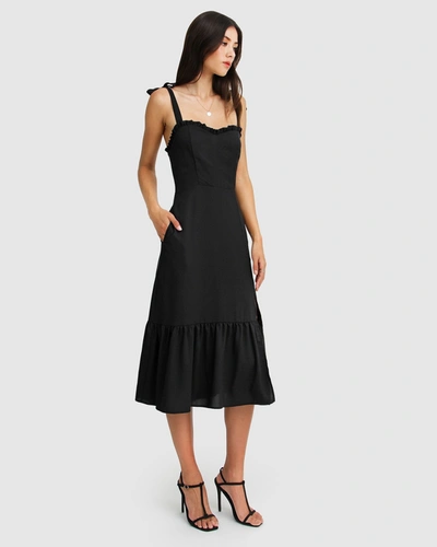 Shop Belle & Bloom Summer Storm Midi Dress - Black