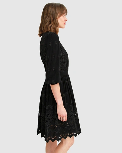 Shop Belle & Bloom Sweet Talk Eyelet Mini Dress - Black