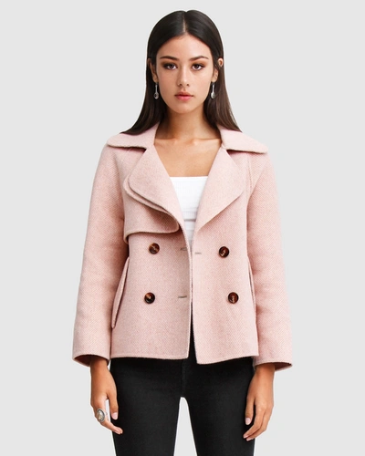 Shop Belle & Bloom I'm Yours Wool Blend Peacoat - Blush In Pink