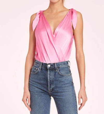 Shop Amanda Uprichard Avari Crossover V Silk Bodysuit In Macaroon In Pink
