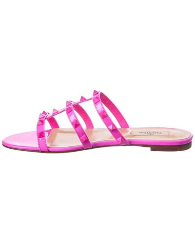 Shop Valentino Rockstud Caged Patent Sandal In Pink
