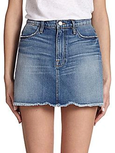 Shop Frame Le High Denim Mini Skirt In Blue