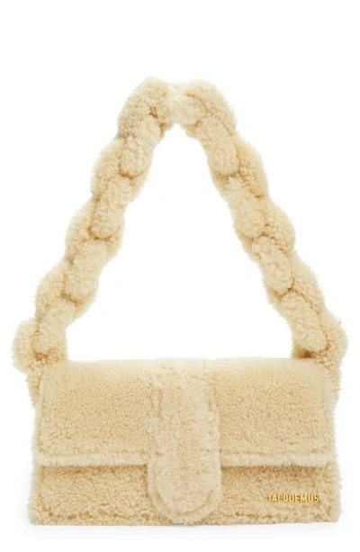 Shop Jacquemus Le Bambidou Genuine Shearling Shoulder Bag In Ivory