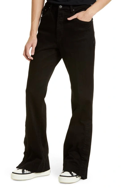 Shop Amiri Stack Stretch Flare Split Hem Jeans In Black Od