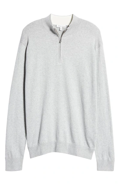 Shop Peter Millar Crest Quarter Zip Cotton Blend Sweater In British Grey