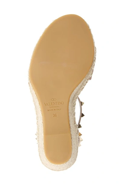 Shop Valentino Rockstud Espadrille Wedge Sandal In P98 Poudre/ Nero