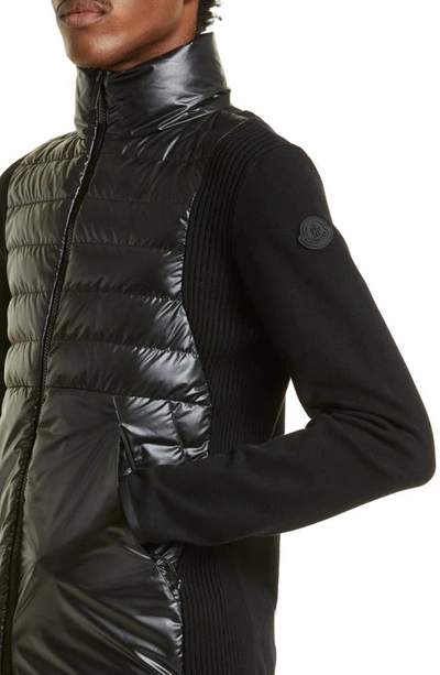 Moncler Mixed Media Down Fill Jacket In Black