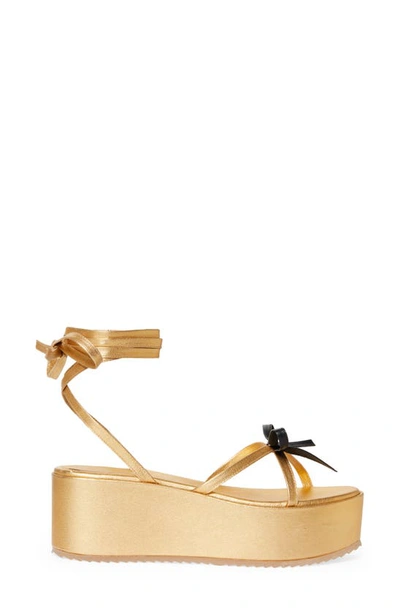 Shop Molly Goddard Amalia Ankle Wrap Platform Sandal In Gold